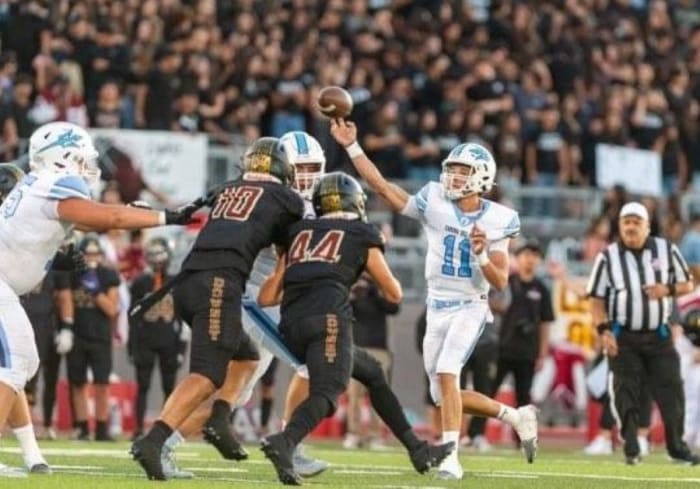 Corona del Mar QB Kaleb Annett action 2 courtesy of David Woolbert 11-2023112220237